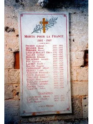 Plaque commémorative église 1914-1918 de Blangy-le-Château