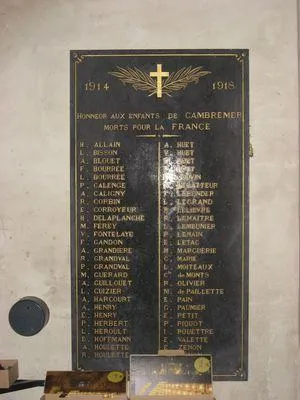 Plaque commémorative église de Cambremer
