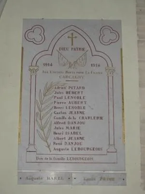 Plaque commémorative église de Carcagny