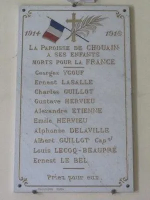 Plaque commémorative église de Chouain