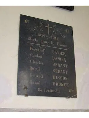 Plaque commémorative église 1914-1918 de Cordey