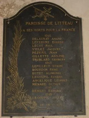 Plaque commémorative église de Litteau