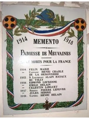 Plaque commémorative église de Meuvaines