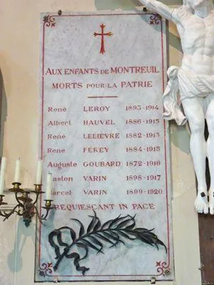 Plaque commémorative église de Montreuil-en-Auge