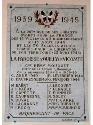 Plaque église 1939-1945 d'Ouilly-le-Vicomte