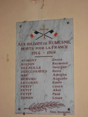 Plaque commémorative église de Rumesnil