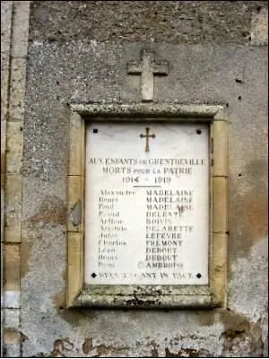 Plaque commémorative église 1914-1918 de Grentheville