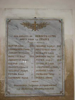 Plaque commémorative église d'Hérouvillette