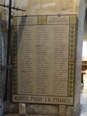 Plaque aux Morts de l'Église Saint-Jean de Caen