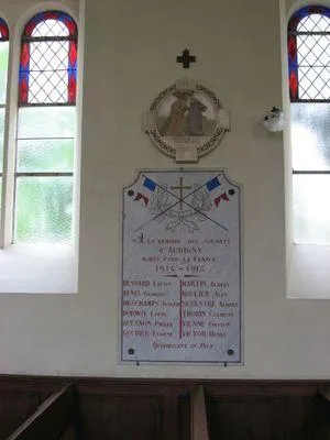 Plaque commémorative église d'Aubigny