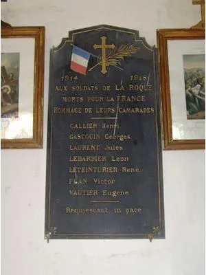 Plaque commémorative église 1914-1918 de La Rocque