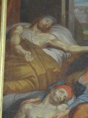 Tableau Saint-Charles Borromée donnant la communion aux pestiférés