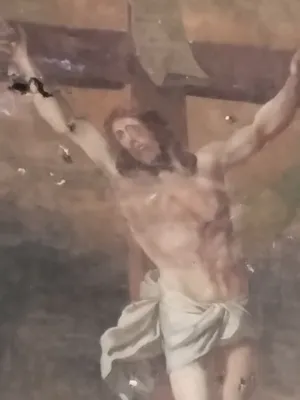 Tableau Christ en croix dans l'Église Saint-Pierre à Biéville-Beuville