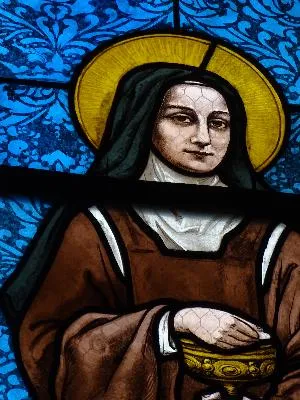 Vitrail Baie F : Sœur Thérèse de l'Enfant Jésus dans l'église Saint-Pierre d'Équemauville