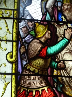 Vitrail Baie 000 : Charlemagne (742-814) dans l'Église Saint-Denis à Cambremer