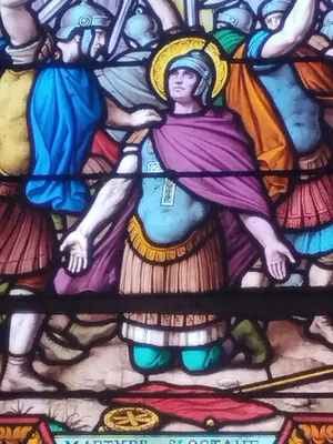 Vitrail Baie 9 : Martyre de St Octave dans l'Église Notre-Dame de Litteau