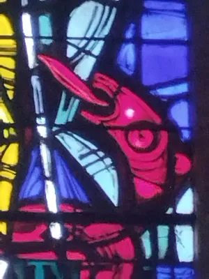 Vitrail Baie 1 : Saint-Georges dans l'Église Saint-Georges à Isigny-sur-Mer