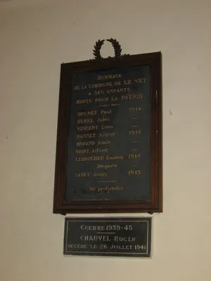 Plaque commémorative église du Vey