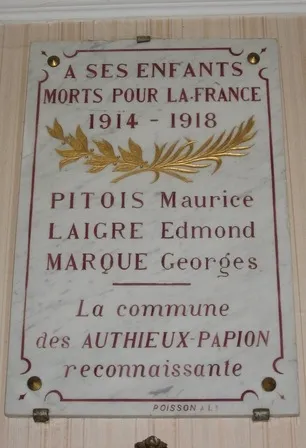 Plaque commémorative des Authieux-Papion