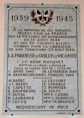 Plaque église 1939-1945 d'Ouilly-le-Vicomte