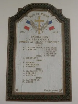 Plaque commémorative église de Vaubadon