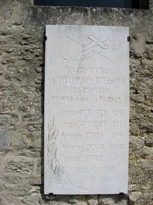 Plaque commémorative église de Villons-les-Buissons