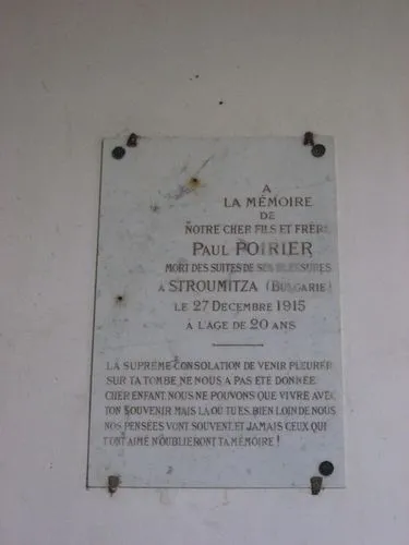 Plaque Paul POIRIER d'Hotot-en-Auge