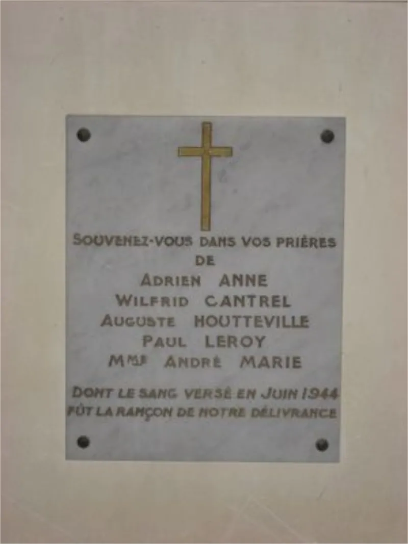 Plaque 1939-1945 de l'église de Ranville