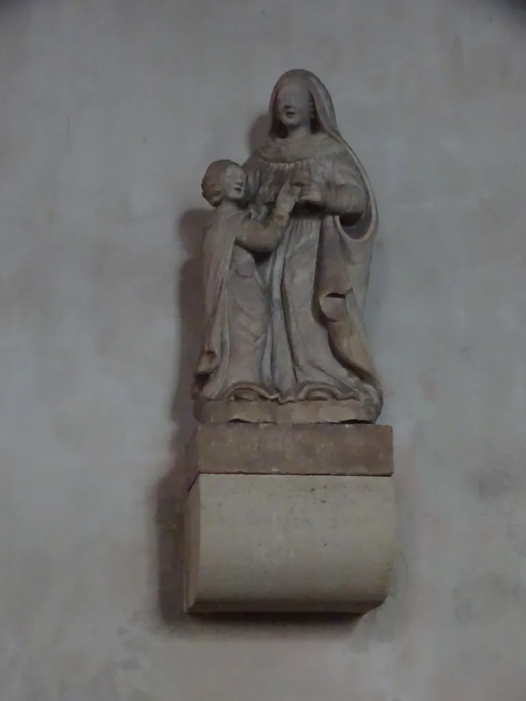 Groupe sculpté : Education de la Vierge dans l'Église Saint-Denis de Cambremer