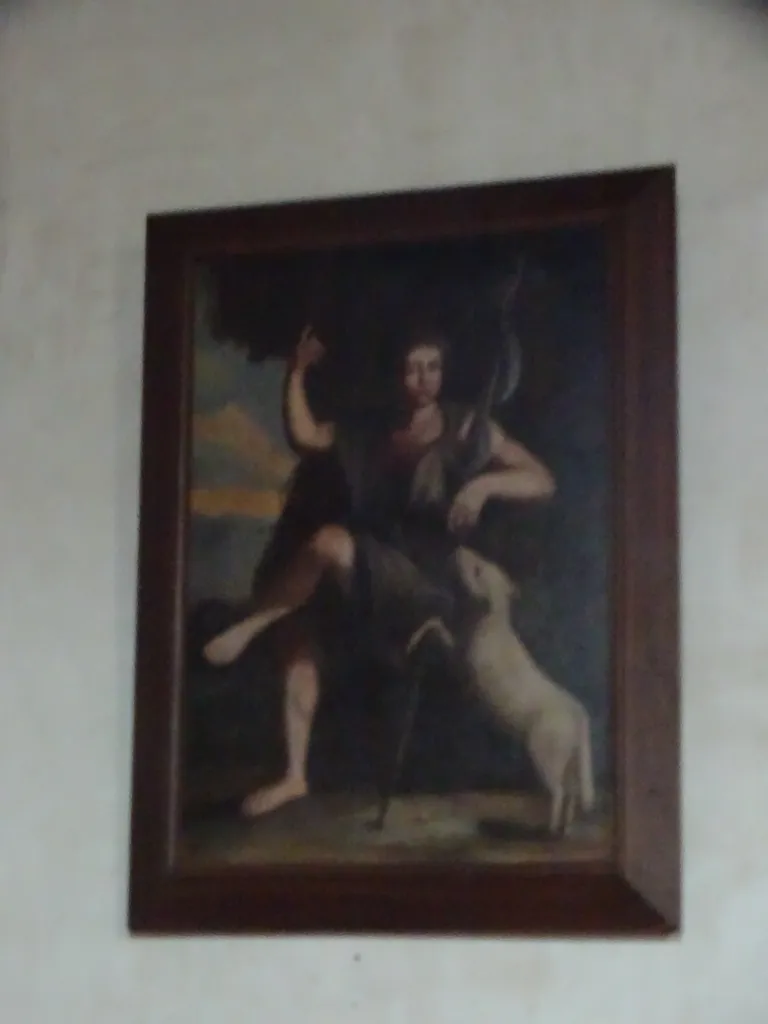 Tableau : Saint-Jean-Baptiste et un agneau dans l'Église Saint-Denis de Cambremer