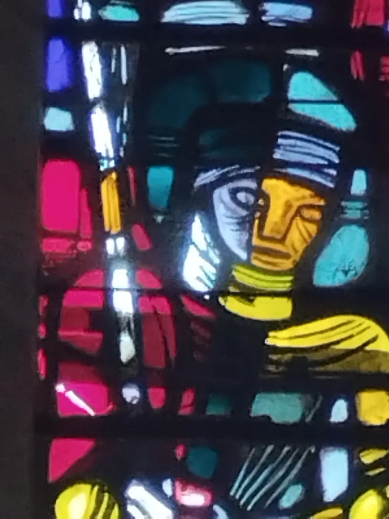 Vitrail Baie 1 : Saint-Georges dans l'Église Saint-Georges à Isigny-sur-Mer